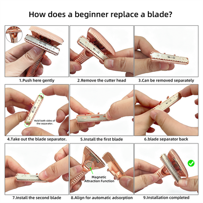 Eco-Luxe Double Edge Razor Set w/ Premium Case, Stand & 10 Blades. The Ultimate Sustainable Shaving Experience & Perfect Gift.