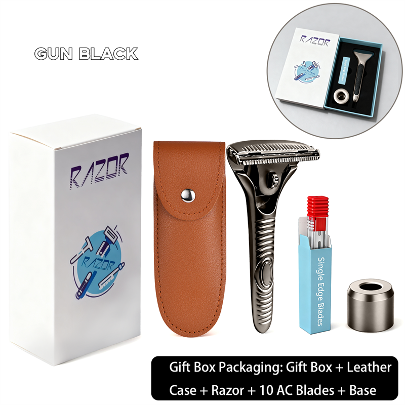 Eco-Luxe Double Edge Razor Set w/ Premium Case, Stand & 10 Blades. The Ultimate Sustainable Shaving Experience & Perfect Gift.