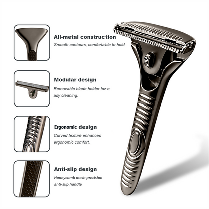 Eco-Luxe Double Edge Razor Set w/ Premium Case, Stand & 10 Blades. The Ultimate Sustainable Shaving Experience & Perfect Gift.