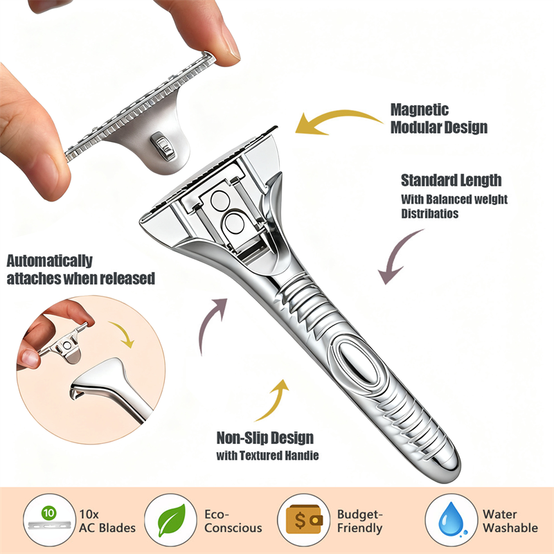 Magnetic Single Blade Razor w/ Roller Guide & Luxury Gift Set | Zero Waste Shave