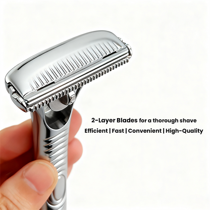 Eco-Luxe Double Edge Razor Set w/ Premium Case, Stand & 10 Blades. The Ultimate Sustainable Shaving Experience & Perfect Gift.