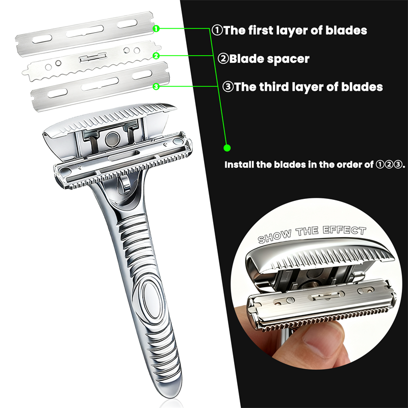 Eco-Luxe Double Edge Razor Set w/ Premium Case, Stand & 10 Blades. The Ultimate Sustainable Shaving Experience & Perfect Gift.