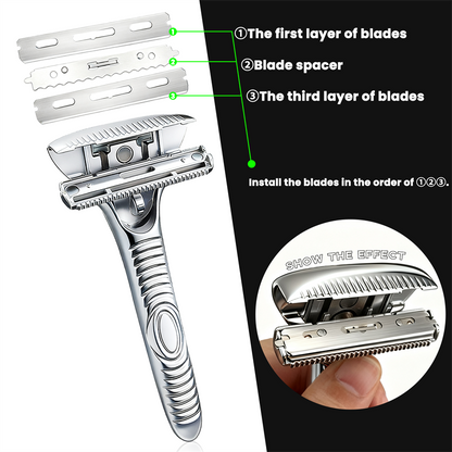 Eco-Luxe Double Edge Razor Set w/ Premium Case, Stand & 10 Blades. The Ultimate Sustainable Shaving Experience & Perfect Gift.