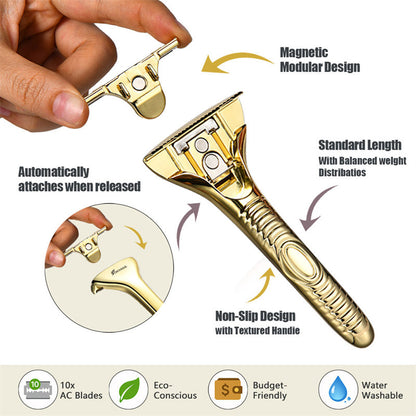 Multicolor Magnetic Sawtooth Razor Zinc Alloy Stainless Steel Safety Razor For Family