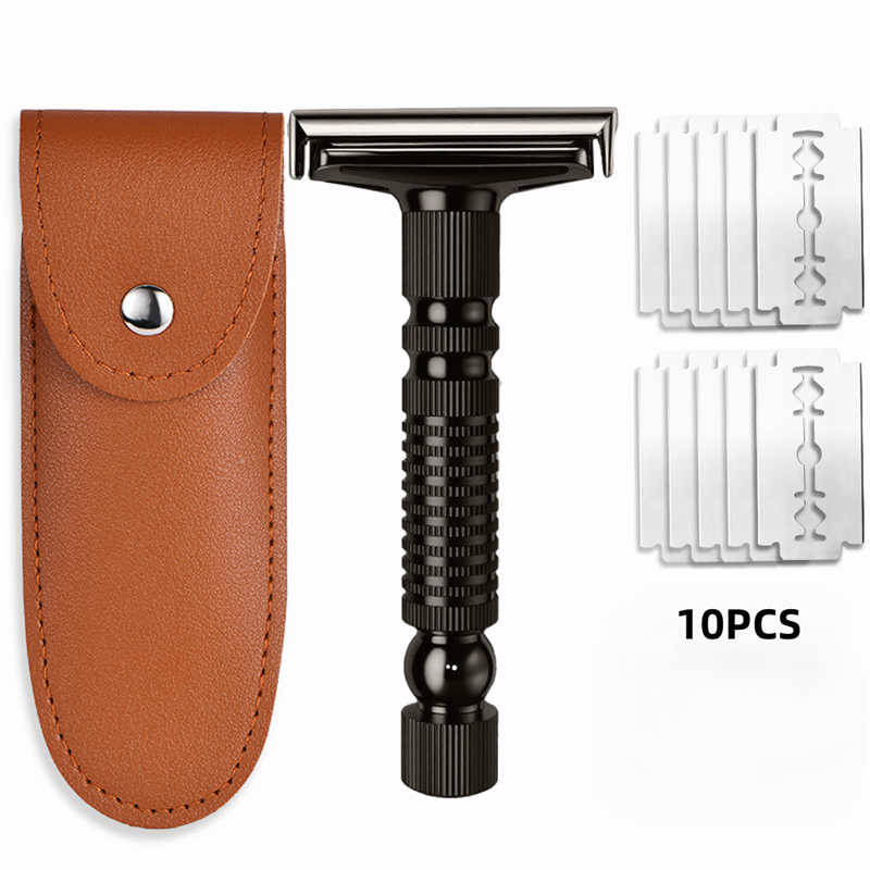 Mens Shaving New Adjustable Safety Razor Double Edge Classic Mild Aggressive Zinc Alloy Shaver Travel Kit