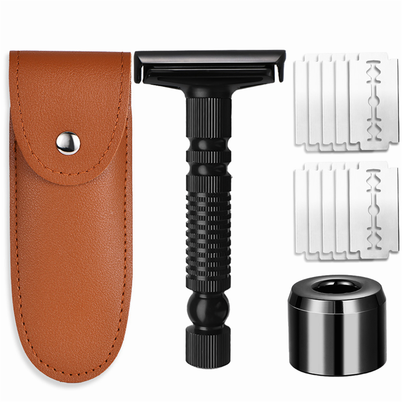Mens Shaving New Adjustable Safety Razor Double Edge Classic Mild Aggressive Zinc Alloy Shaver Travel Kit