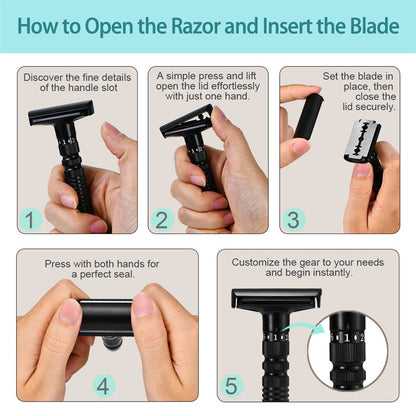 Men's Adjustable 6-speed Double-sided Zinc Alloy Stainless Steel Safety Razor Gift Box