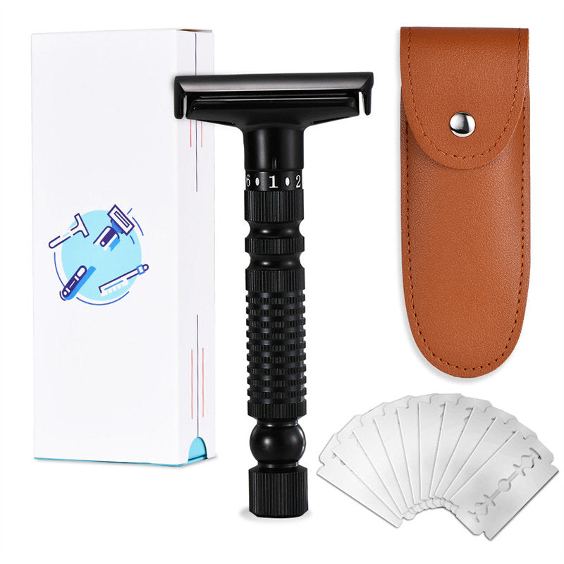 Men's Adjustable 6-speed Double-sided Zinc Alloy Stainless Steel Safety Razor Gift Box