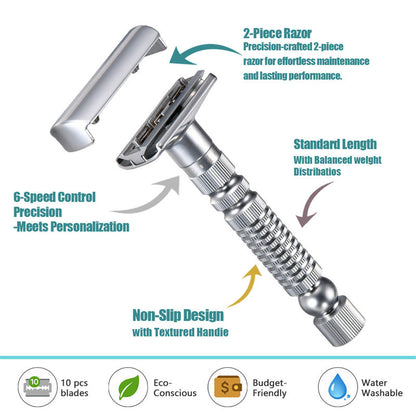 Adjustable 6-speed Double-sided Zinc Alloy Stainless Steel Safety Razor Gift Box
