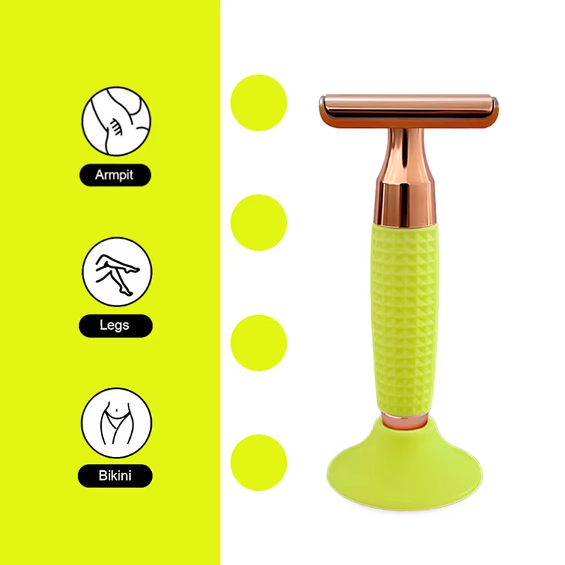 Safety Razor Double-Sided Blade Non-slip Handle Silicone Stainless Steel Color Razor Shaving Razor