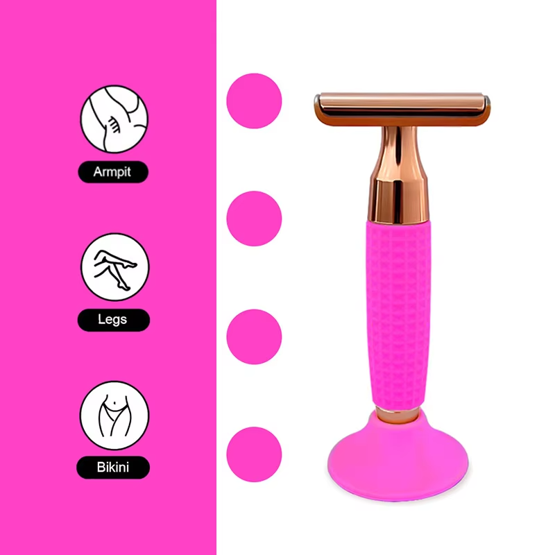 Safety Razor Double-Sided Blade Non-slip Handle Silicone Stainless Steel Color Razor Shaving Razor