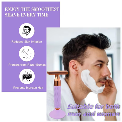 Safety Razor Double-Sided Blade Non-slip Handle Silicone Stainless Steel Color Razor Shaving Razor