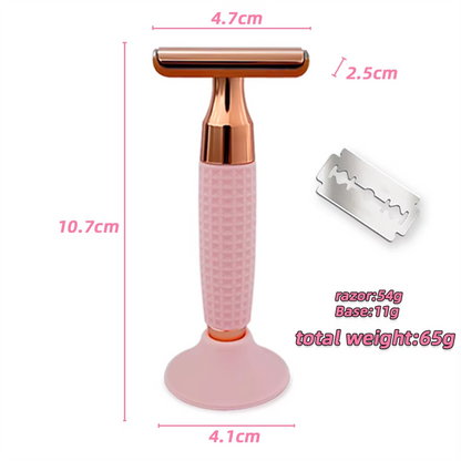Safety Razor Double-Sided Blade Non-slip Handle Silicone Stainless Steel Color Razor Shaving Razor