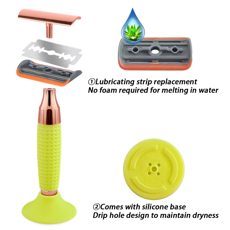 Safety Razor Double-Sided Blade Non-slip Handle Silicone Stainless Steel Color Razor Shaving Razor