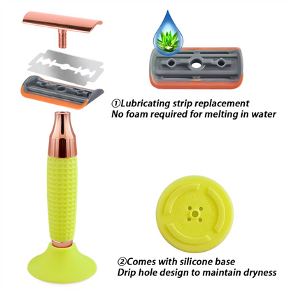 Safety Razor Double-Sided Blade Non-slip Handle Silicone Stainless Steel Color Razor Shaving Razor