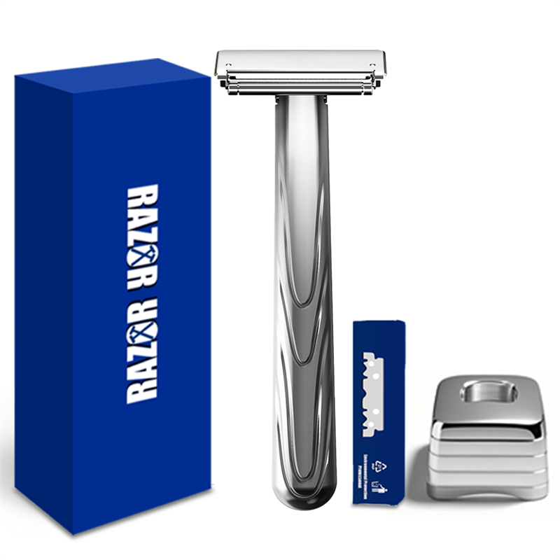 21T Glide Pro 4D Super Double-edged Safety Razor Half Blade Shaver With Travel Leather Storage Bag for Men Grooming Care