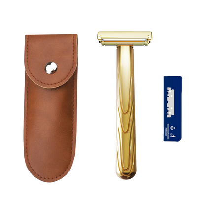 21T Glide Pro 4D Super Double-edged Safety Razor Half Blade Shaver With Travel Leather Storage Bag for Men Grooming Care