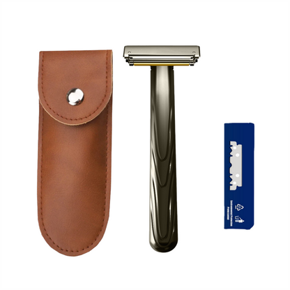 21T Glide Pro 4D Super Double-edged Safety Razor Half Blade Shaver With Travel Leather Storage Bag for Men Grooming Care