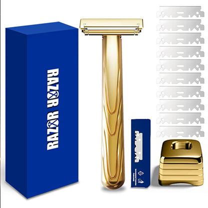 21T Glide Pro 4D Super Double-edged Safety Razor Half Blade Shaver With Travel Leather Storage Bag for Men Grooming Care