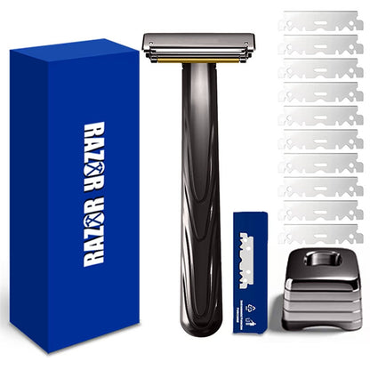 21T Glide Pro 4D Super Double-edged Safety Razor Half Blade Shaver With Travel Leather Storage Bag for Men Grooming Care