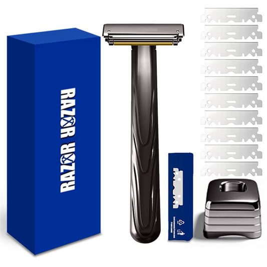 21T Glide Pro 4D Super Double-edged Safety Razor Half Blade Shaver With Travel Leather Storage Bag for Men Grooming Care