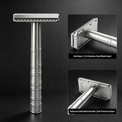 316L Stainless Steel Double Edge Safety Razor ,Gentle for Sensitive Skin, Suitable for Face & Body Hair Removal