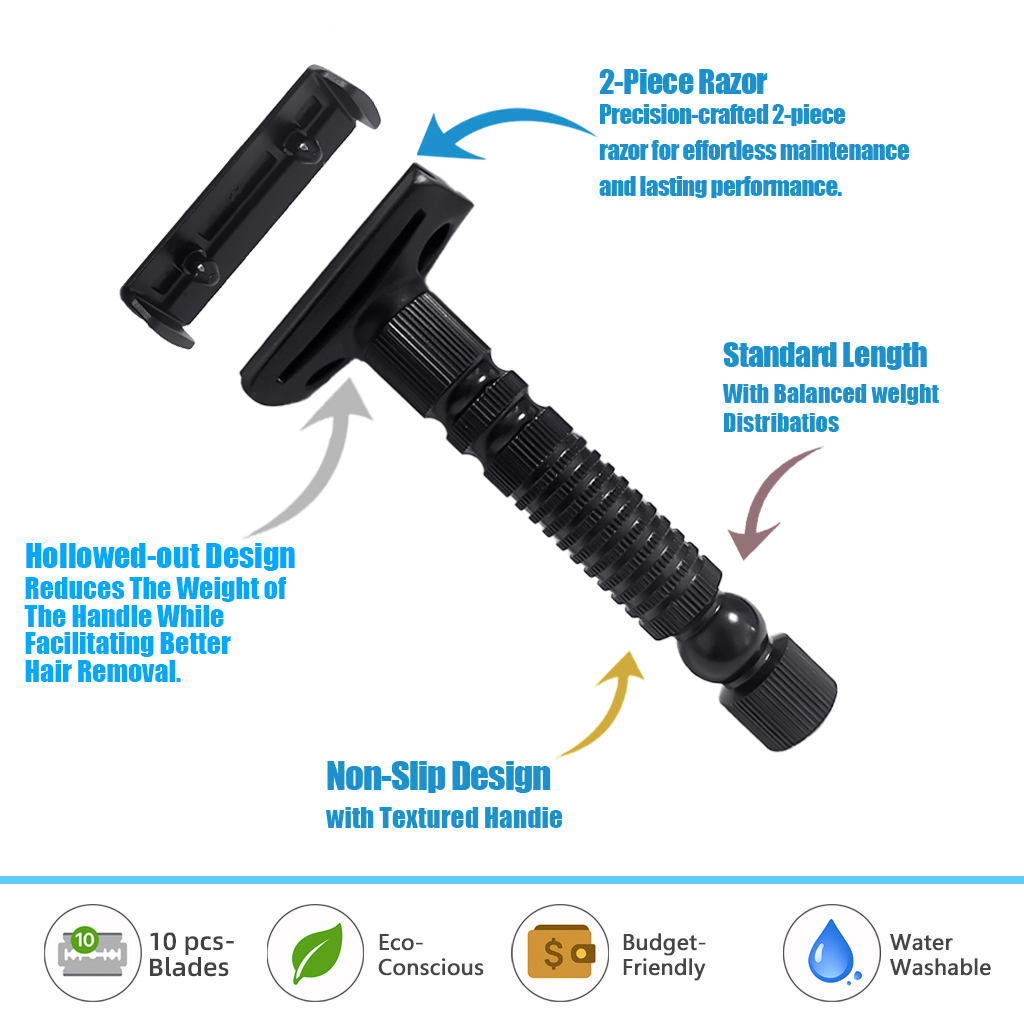 Mens Shaving New Adjustable Safety Razor Double Edge Classic Mild Aggressive Zinc Alloy Shaver Travel Kit