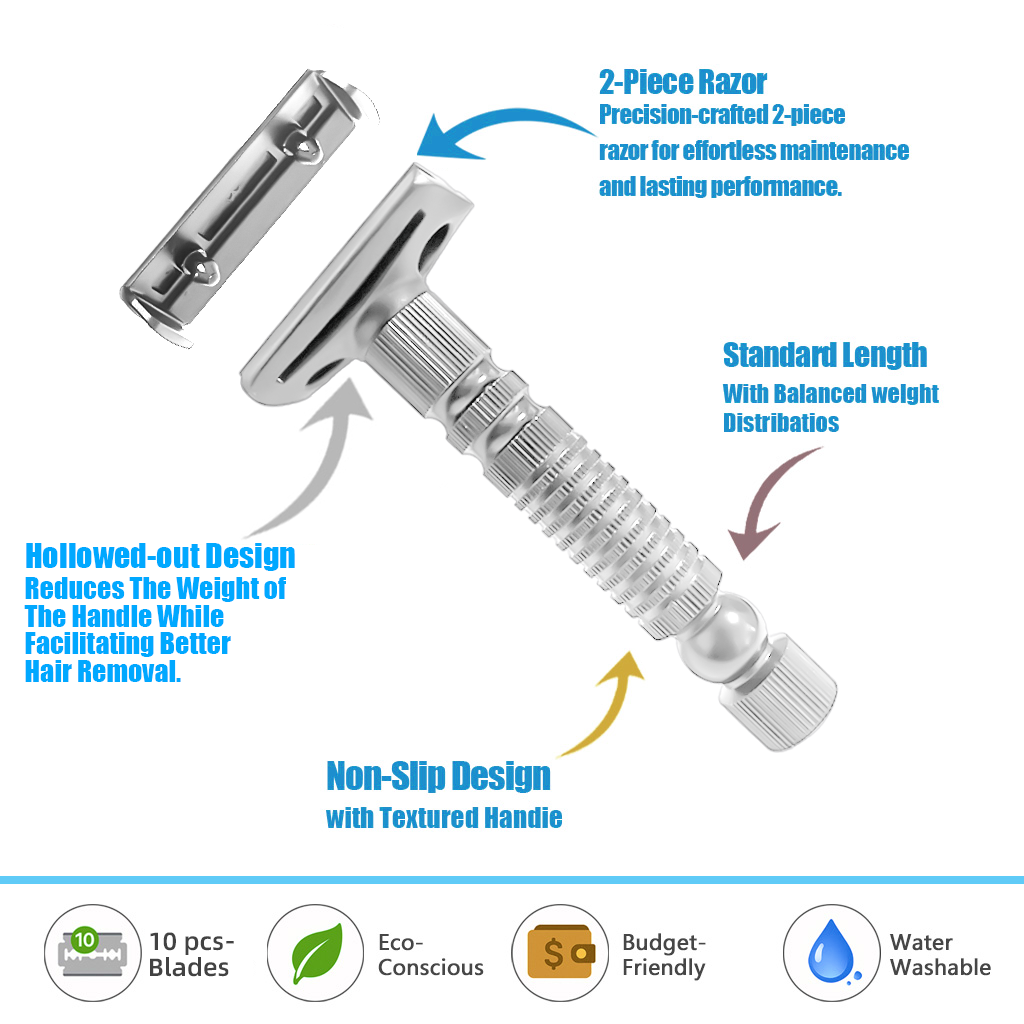 Mens Shaving New Adjustable Safety Razor Double Edge Classic Mild Aggressive Zinc Alloy Shaver