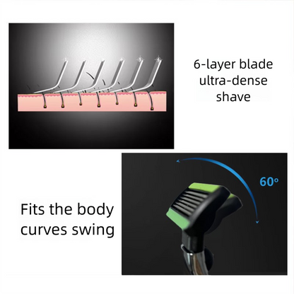 Men's Six-Layer Bending Blade Anti-slip Aluminum Rubber Handle Stainless Steel Razor For Shaving
