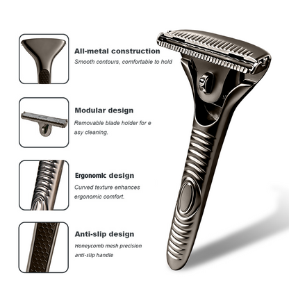 Eco-Luxe Double Edge Razor Set w/ Premium Case, Stand & 10 Blades. The Ultimate Sustainable Shaving Experience & Perfect Gift.