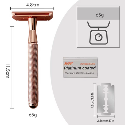 Men's Double-Sided Blade Adjustable Speed Anti-slip Knurled Zinc Alloy Stainless Steel Razor Shaver