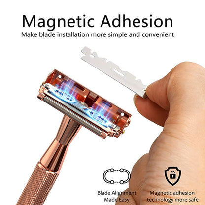 Premium Double-Layer Half-Blade Safety Razor – Solid Zinc Alloy Head & Handle, Includes 10 Replacement Blades + Travel Storage Box