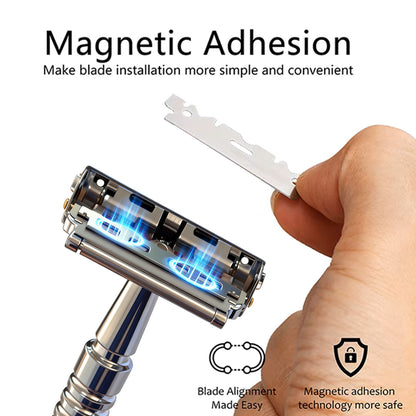 Premium Double-Layer Half-Blade Safety Razor – Solid Zinc Alloy Head & Handle, Includes 10 Replacement Blades + Travel Storage Box