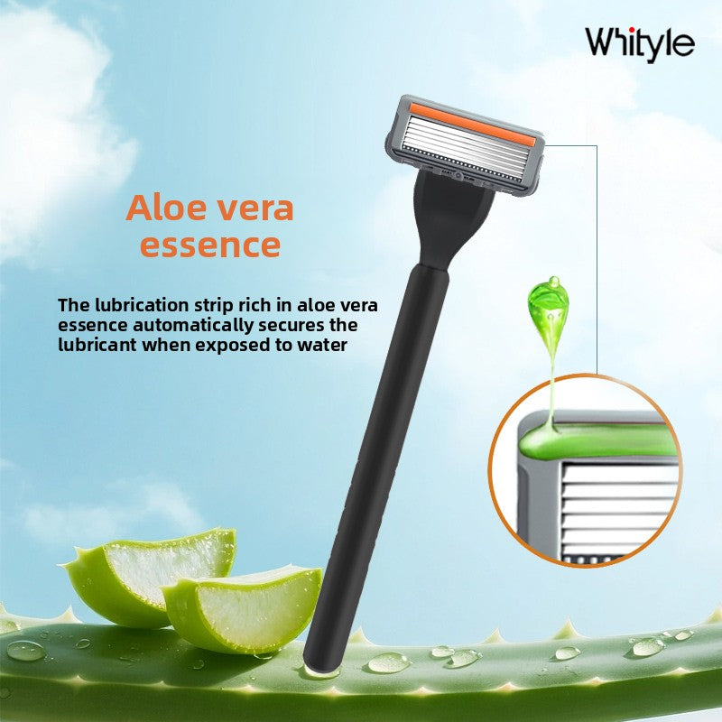 Men's Six-Layer Folding Blade Anti-Slip Aluminum Alloy Stainless Steel ABS Razor