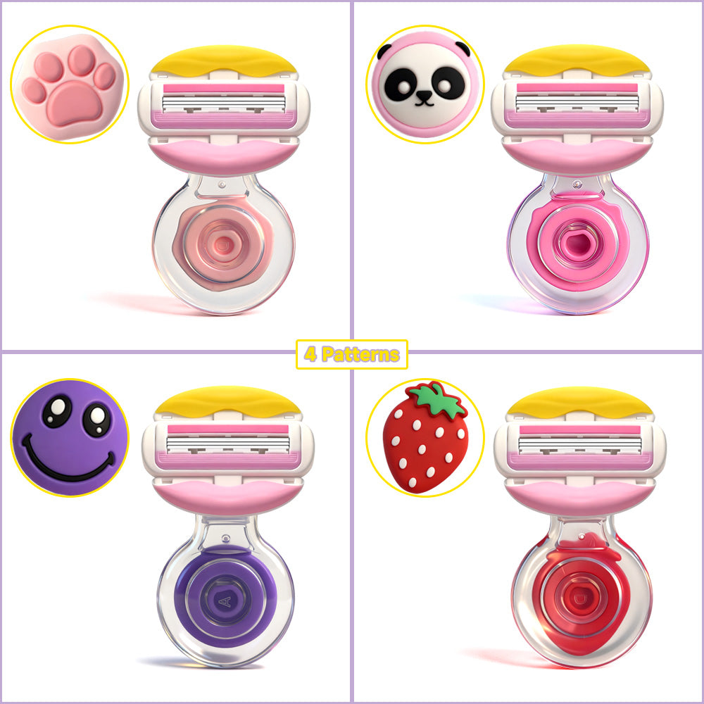 Cute Cartoon Lip Design 3-Layer Silicone Razor for Women – Includes Transparent Storage Box