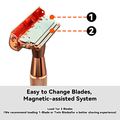 Premium Double-Layer Half-Blade Safety Razor – Solid Zinc Alloy Head & Handle, Includes 10 Replacement Blades + Travel Storage Box