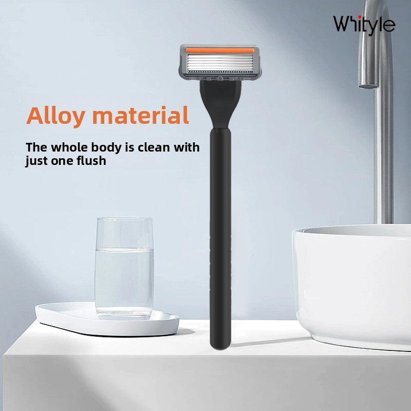 Men's Six-Layer Folding Blade Anti-Slip Aluminum Alloy Stainless Steel ABS Razor