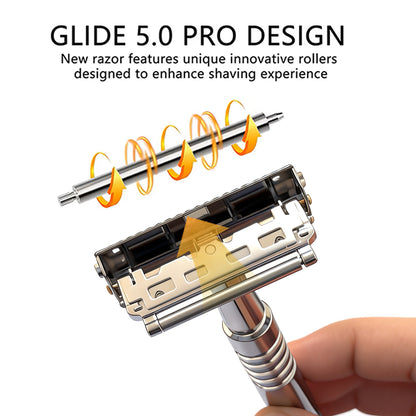 Premium Double-Layer Half-Blade Safety Razor – Solid Zinc Alloy Head & Handle, Includes 10 Replacement Blades + Travel Storage Box