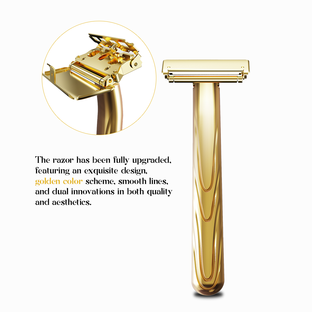 JOKMAE 21T Glide Pro 4D Super Double-edged Safety Razor Half Blade Shaver With Travel Leather Storage Bag for Men Grooming Care