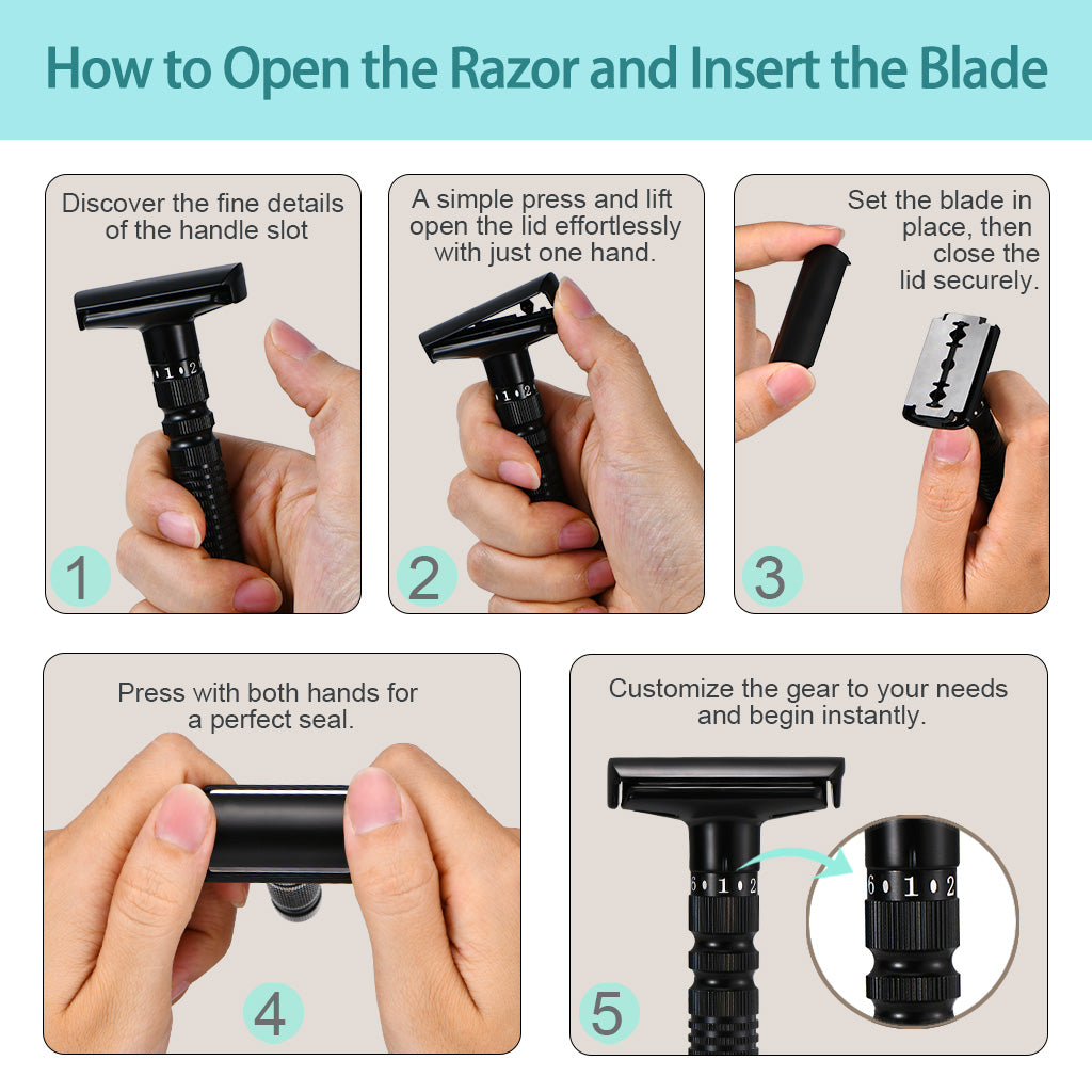 Men's Adjustable 6-speed Double-sided Zinc Alloy Stainless Steel Safety Razor Gift Box
