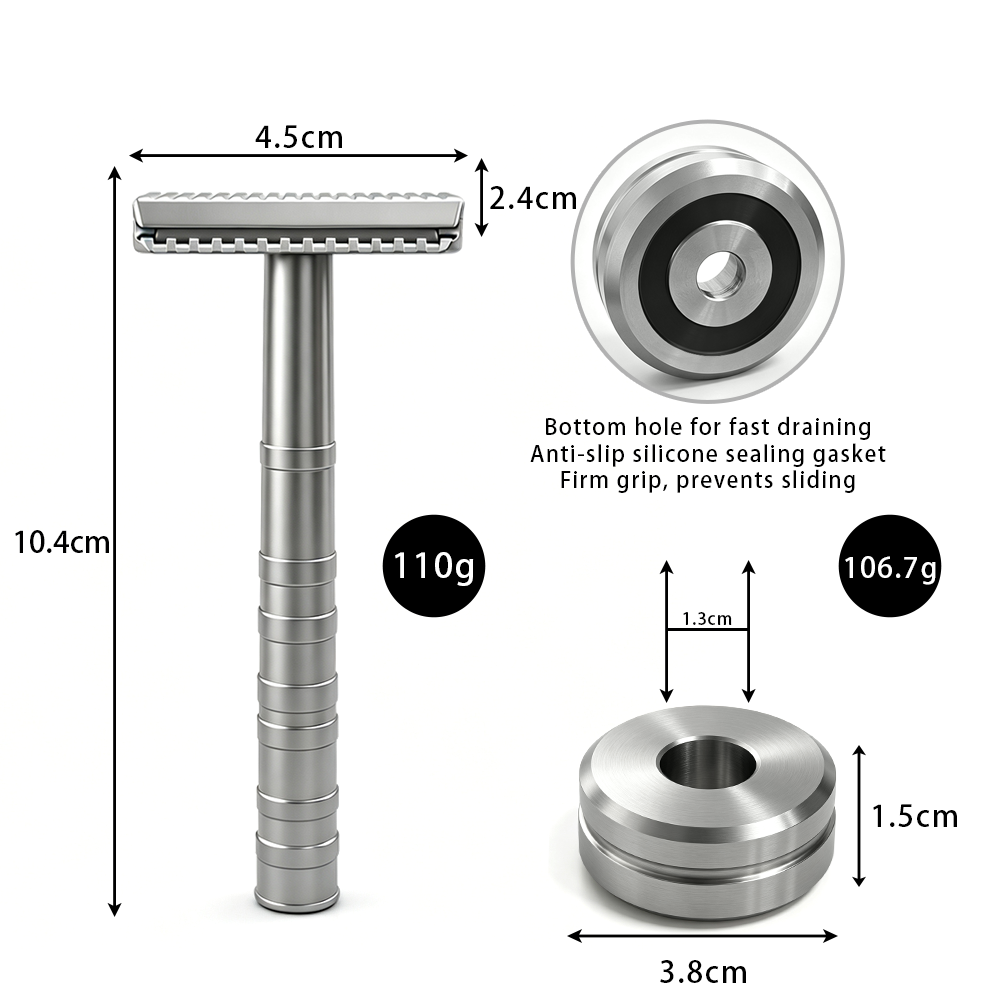 316L Stainless Steel Double Edge Safety Razor ,Gentle for Sensitive Skin, Suitable for Face & Body Hair Removal