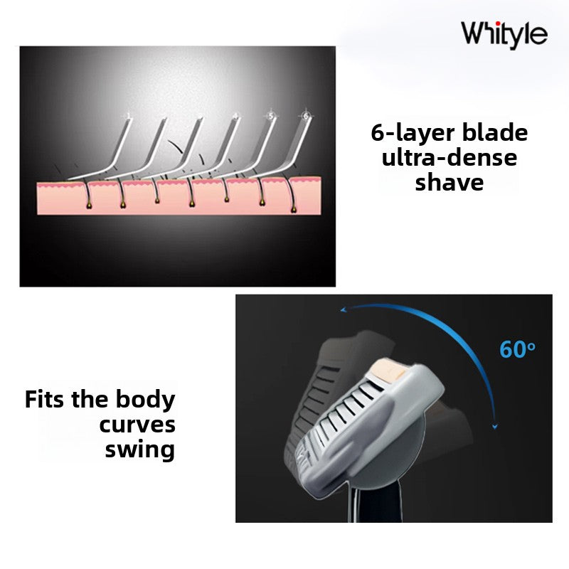 Men's Six-Layer Folding Blade Anti-Slip Aluminum Alloy Stainless Steel ABS Razor