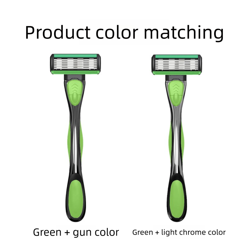 Men's Six-Layer Bending Blade Anti-slip Aluminum Rubber Handle Stainless Steel Razor For Shaving
