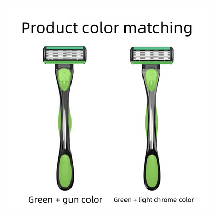 Men's Six-Layer Bending Blade Anti-slip Aluminum Rubber Handle Stainless Steel Razor For Shaving