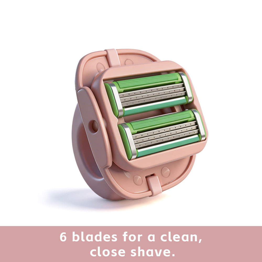 Upgrade Your Smoothness: Silicone Handle 6-Blade Refillable Lady Shaver – Includes Cleaning Brush & Travel Case
