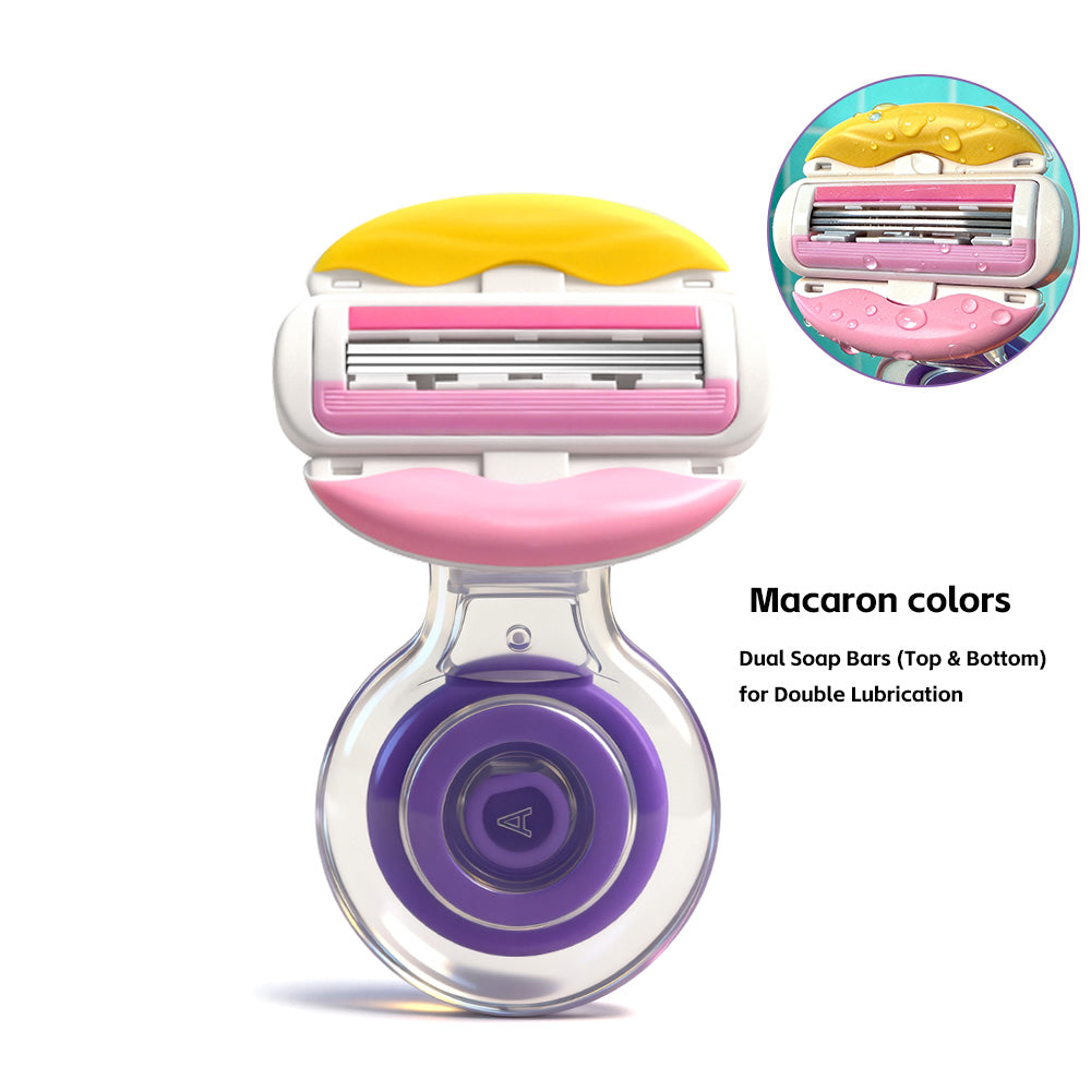 Cute Cartoon Lip Design 3-Layer Silicone Razor for Women – Includes Transparent Storage Box
