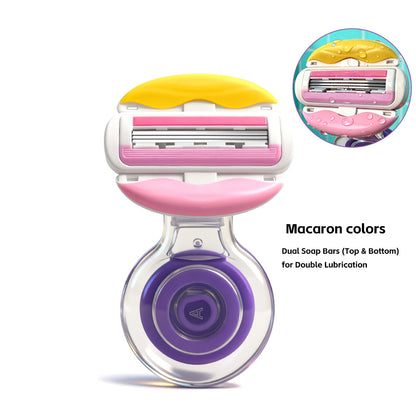 Cute Cartoon Lip Design 3-Layer Silicone Razor for Women – Includes Transparent Storage Box