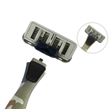 Men's Six-Blade Curved Razor with Non-Slip Zinc Alloy Rubber Handle and Stainless Steel Blade