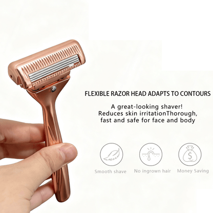 Magnetic 4-Layer Semi-Blade DE Safety Razor | Precision Luxury Shave & Eco-Friendly Design | Complete Gift Set