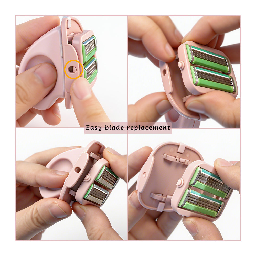 Upgrade Your Smoothness: Silicone Handle 6-Blade Refillable Lady Shaver – Includes Cleaning Brush & Travel Case